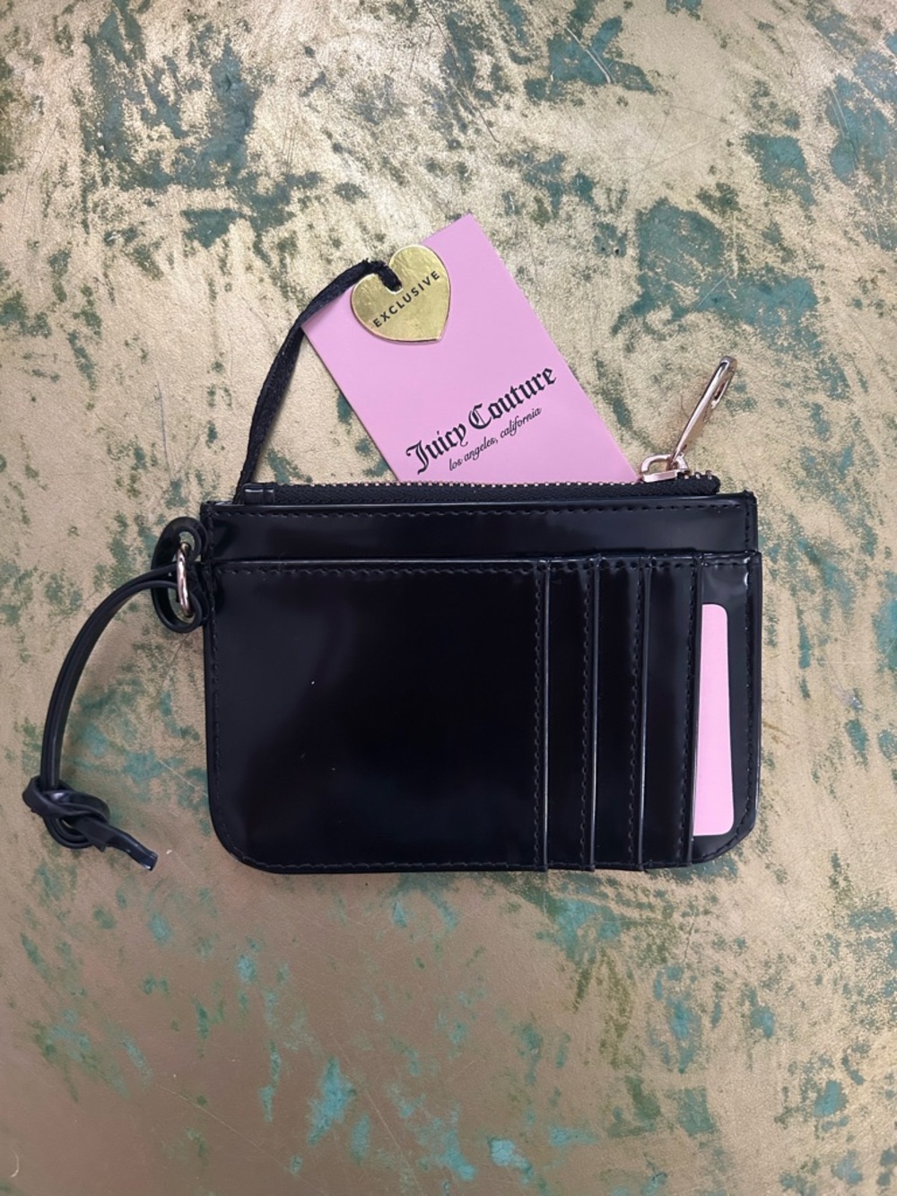 NWT Juicy Couture Black Patent Mini Wristlet - Picture 5 of 6